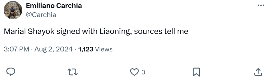 🌟欧洲篮球名记:南苏丹球员沙约克与辽宁男篮完成签约
